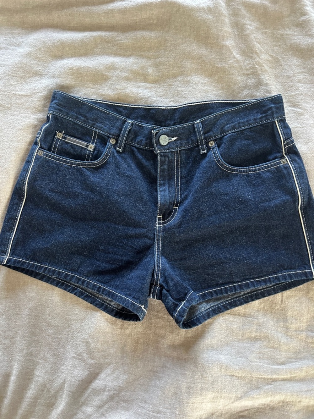 Calvin Klein Dark Indigo Denim Low-Rise Jean Shorts
